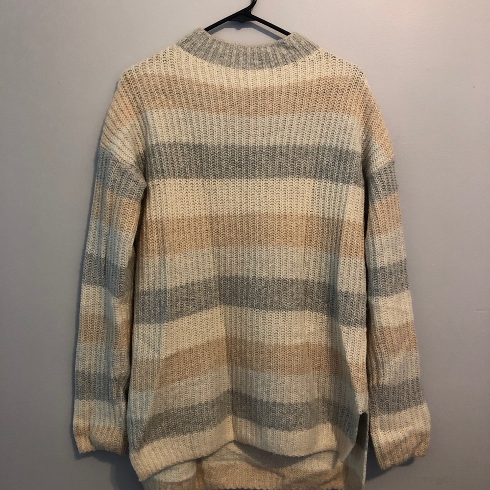 Cozy, striped, mock neck Gap sweater